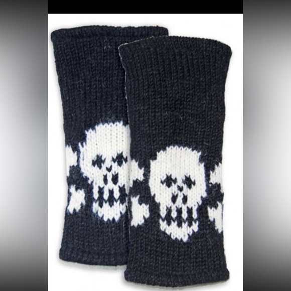NWT Nepal Handmade Zen Jen Skull Fingerless Wool Mittens W/ Soft Lining,One Size - Picture 9 of 9